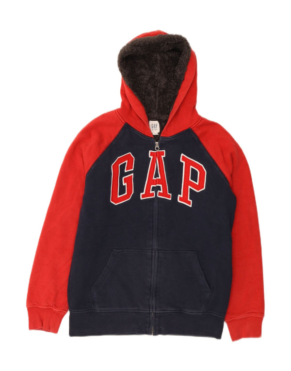 Felpa con cappuccio e zip grafica per ragazze Gap 13-14 anni 2XL Blu navy a blocchi di colore