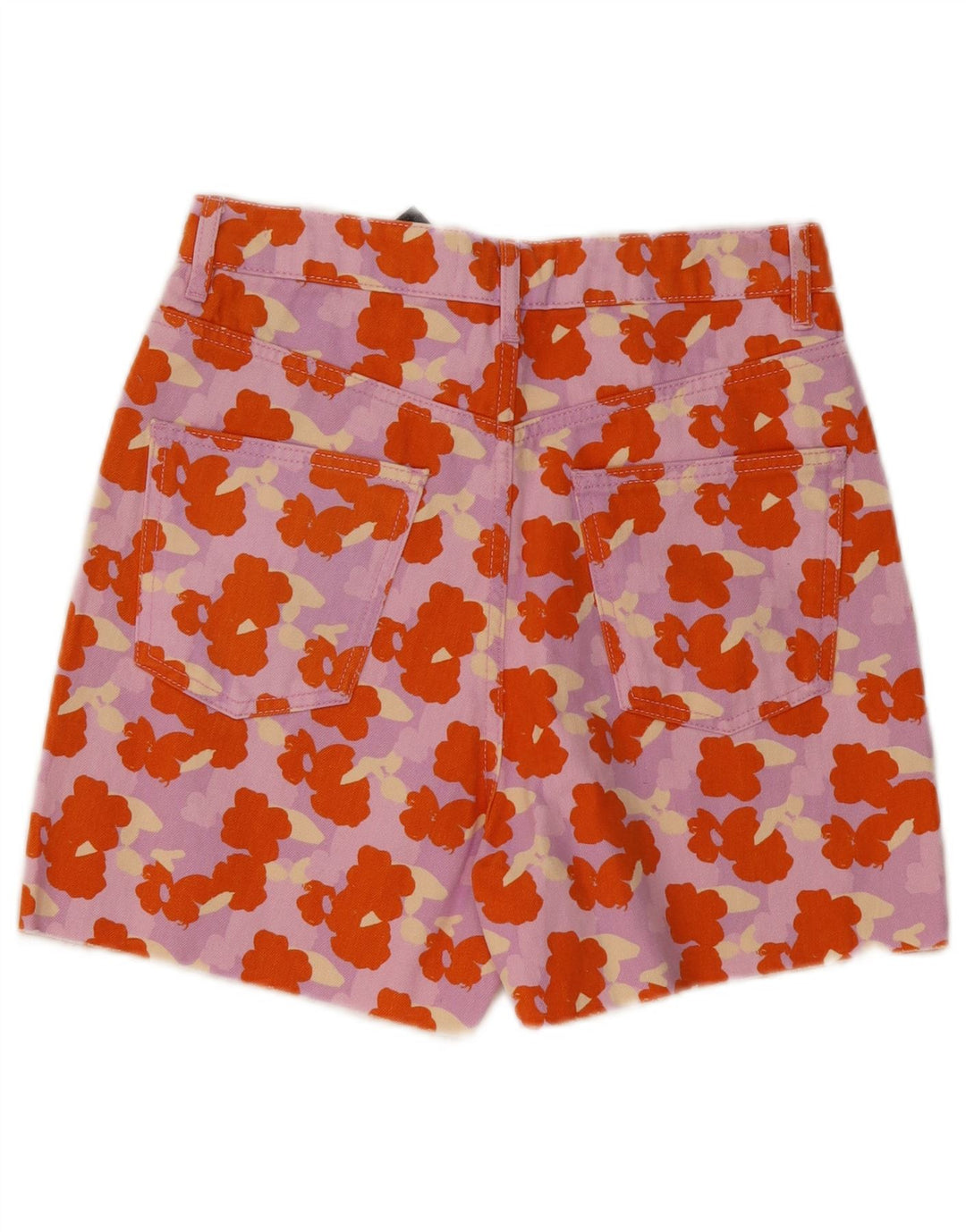 Pantaloncini di jeans a vita alta da donna ZARA EU 36 piccoli W26 multicolore floreale