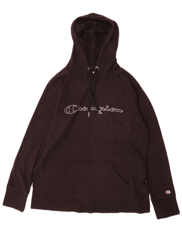 Maglione con cappuccio grafico da uomo Champion grande in cotone nero