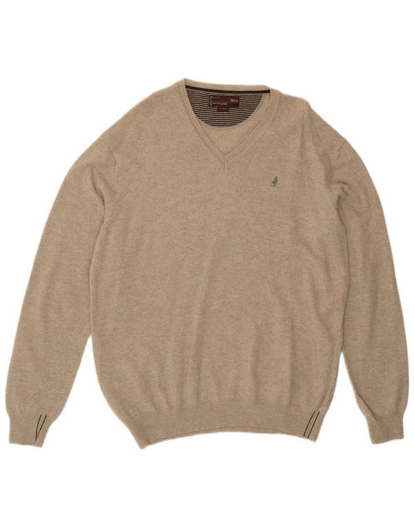 Maglione maglione con scollo a V da uomo Marlboro Classics 2XL Beige