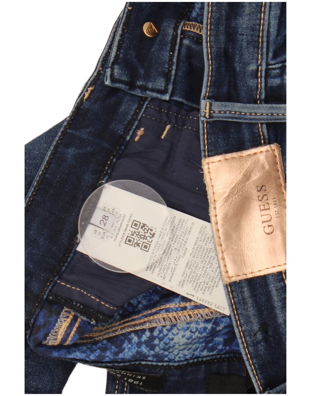 Jeans skinny GUESS da donna W28 L29 cotone blu navy