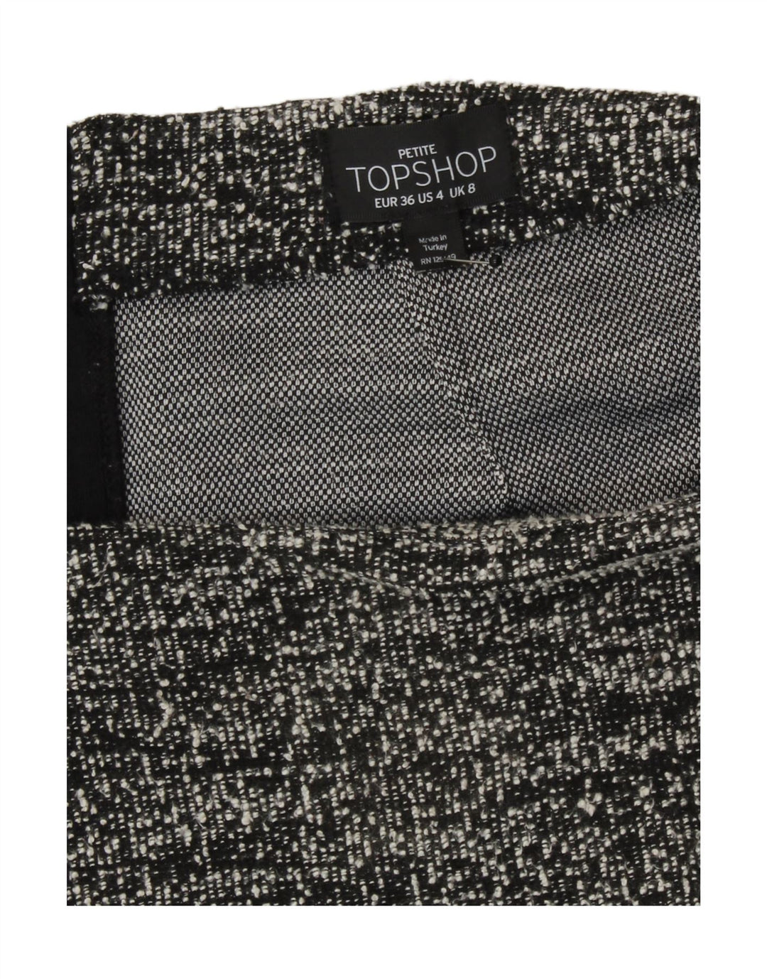 Topshop Minigonna da donna UK 8 Small W27 Poliestere screziato nero