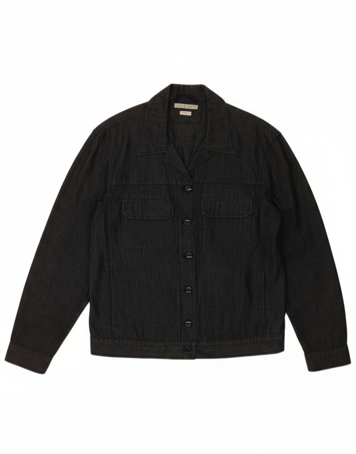 COTTON BELT Womens Bomber Jacket UK 16 Large Black Cotton