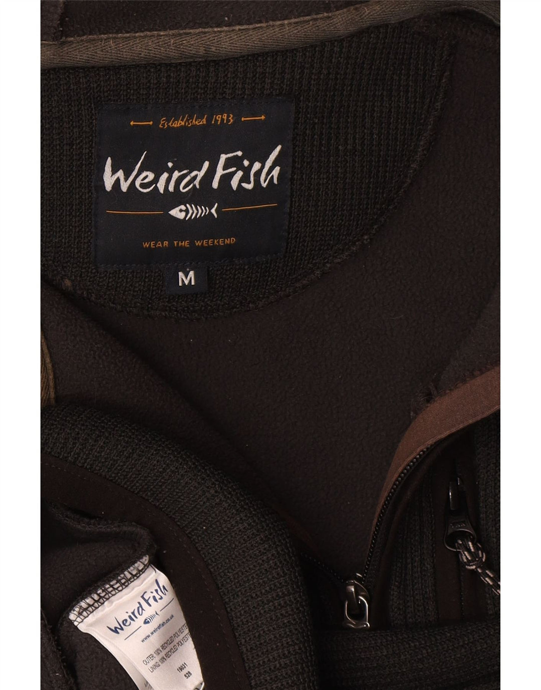 Maglione con cappuccio e zip da uomo Weird Fish, poliestere nero medio