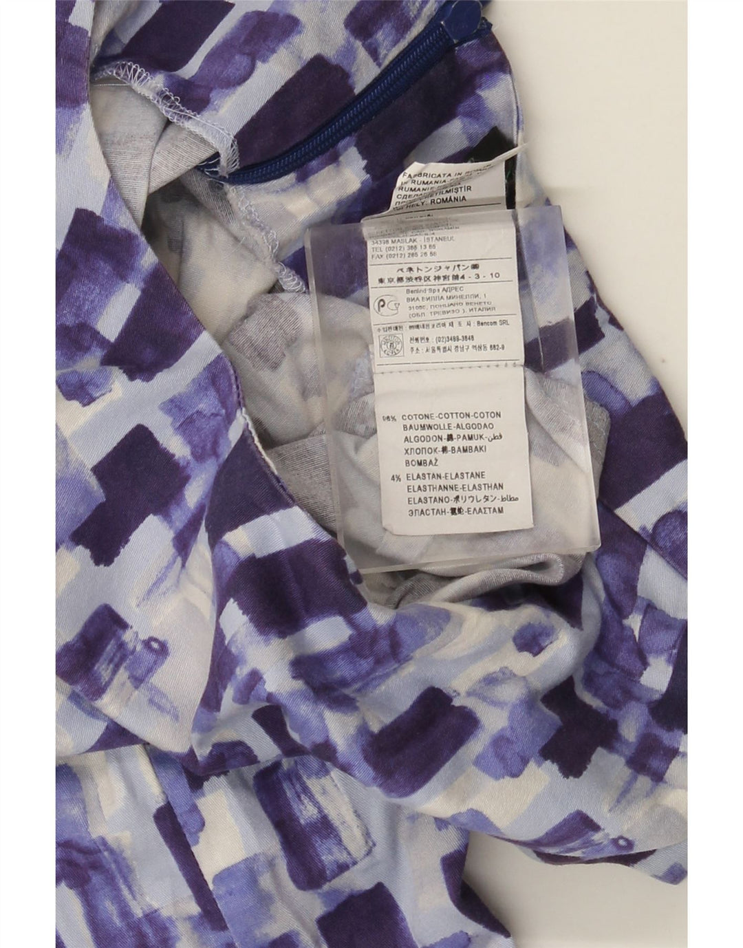 Abito tubino da donna Benetton UK 10 piccolo cotone a quadri blu