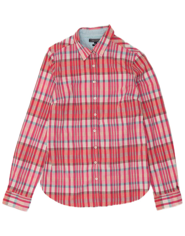TOMMY HILFIGER Camicia aderente da donna US 8 Cotone a quadri rosa medio