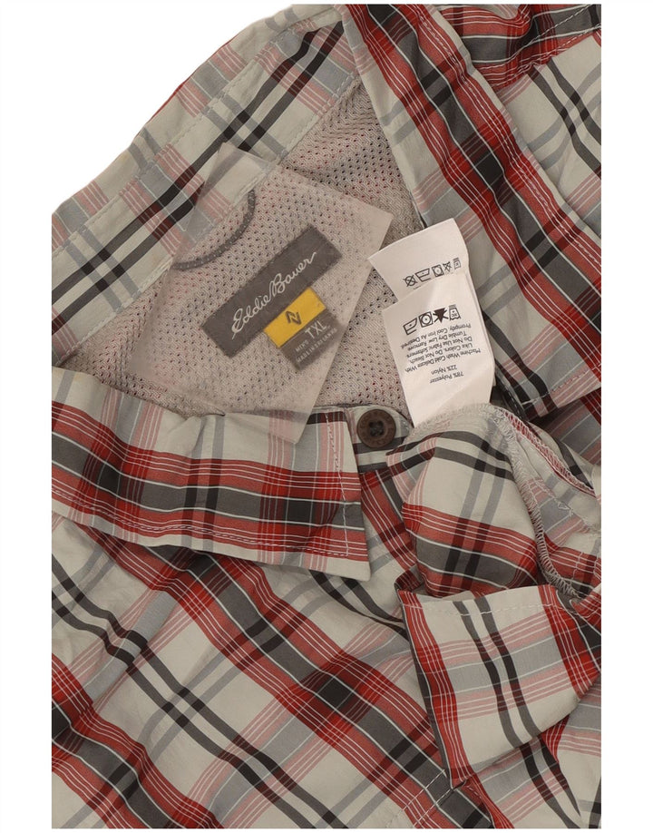 Camicia a maniche corte da uomo Eddie Bauer XL in poliestere a quadri rossi