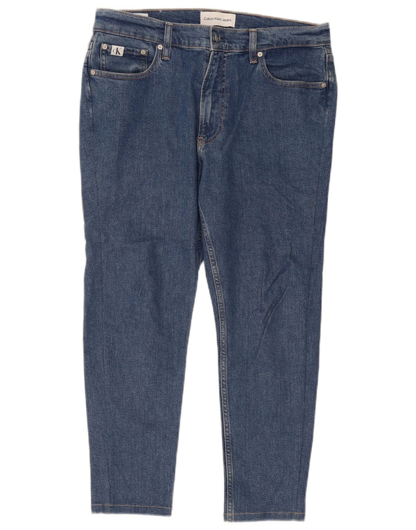 Jeans cropped da uomo Calvin Klein W32 L25 cotone blu