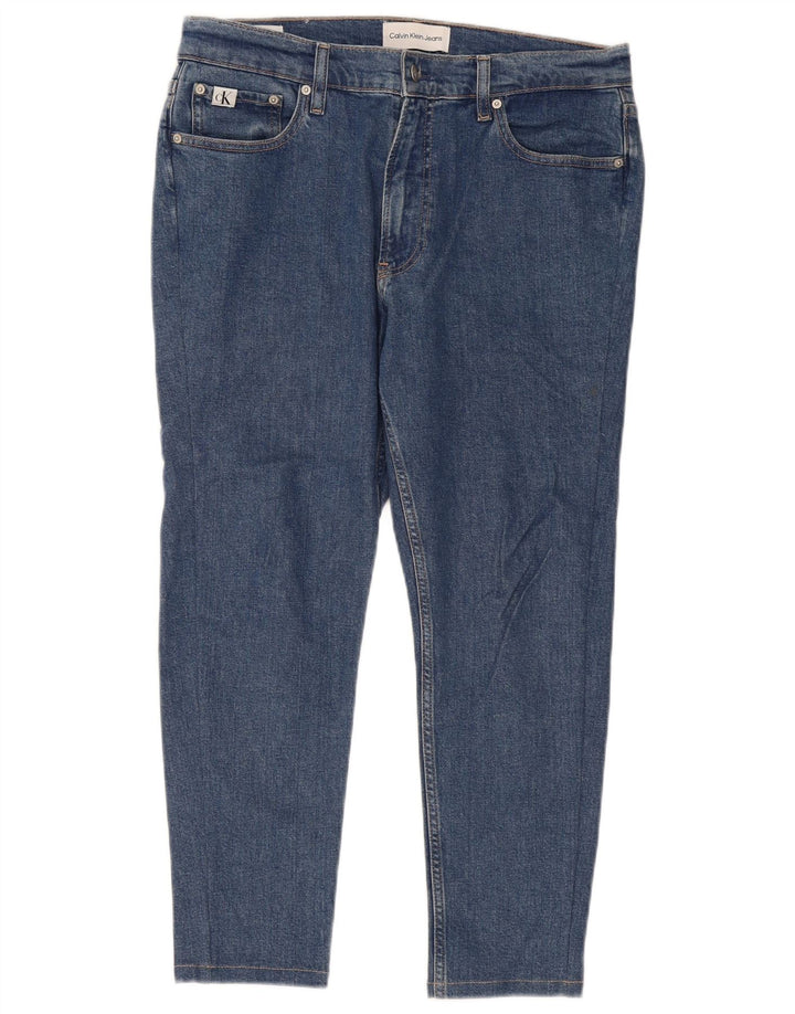 Jeans cropped da uomo Calvin Klein W32 L25 cotone blu