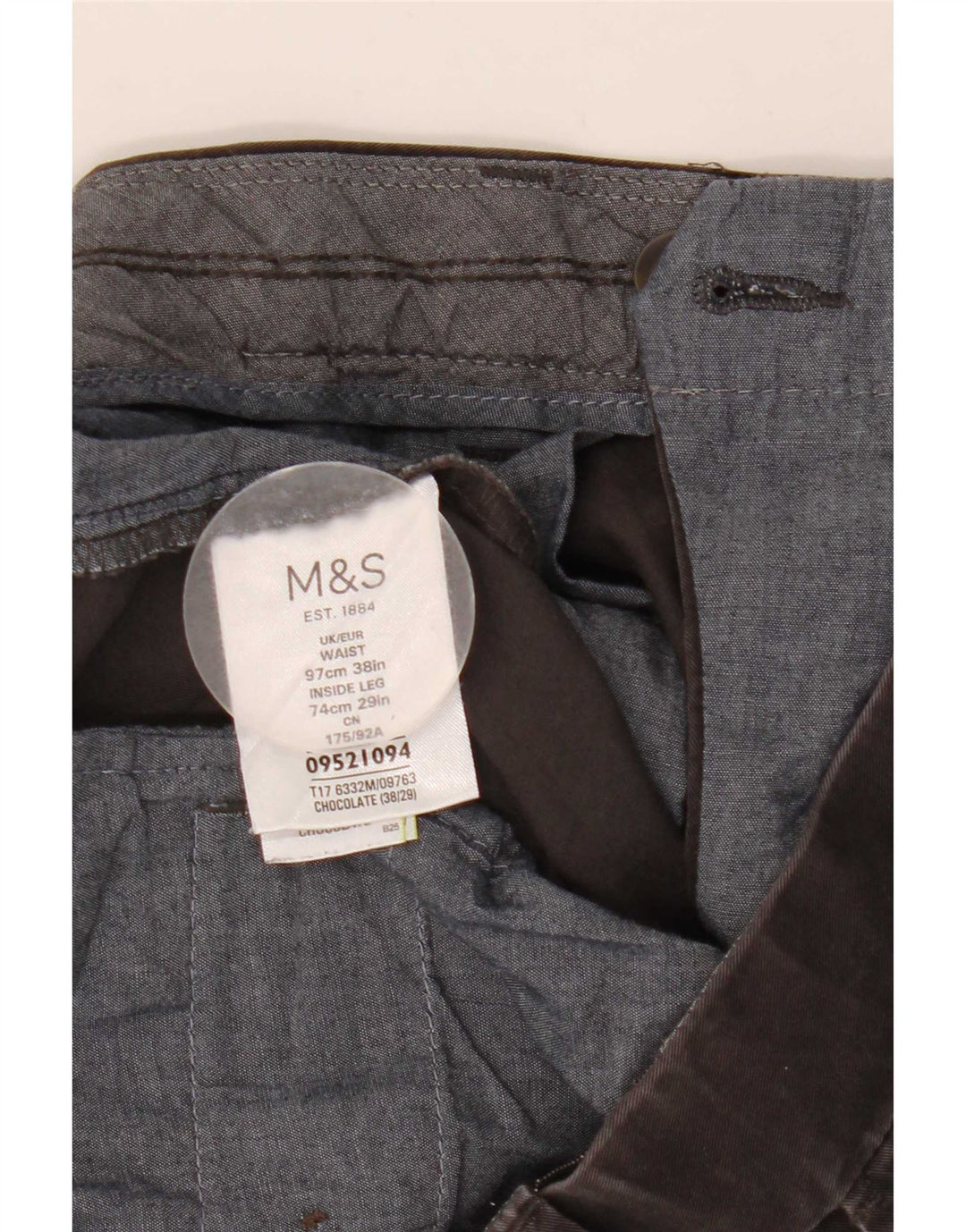 Pantaloni corti dritti da uomo Marks & Spencer W38 L24 cotone marrone