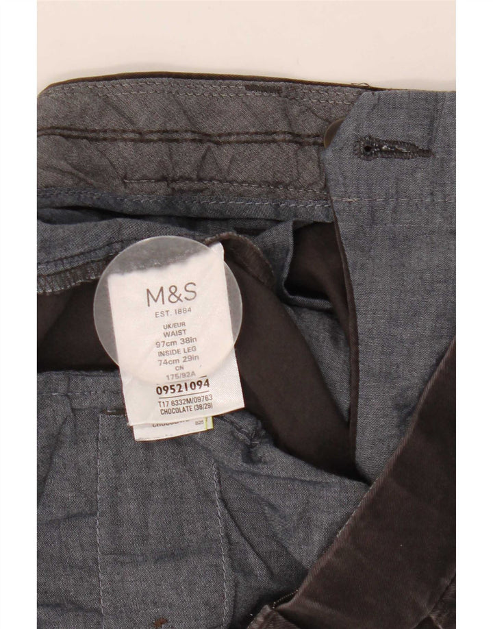 Pantaloni corti dritti da uomo Marks & Spencer W38 L24 cotone marrone