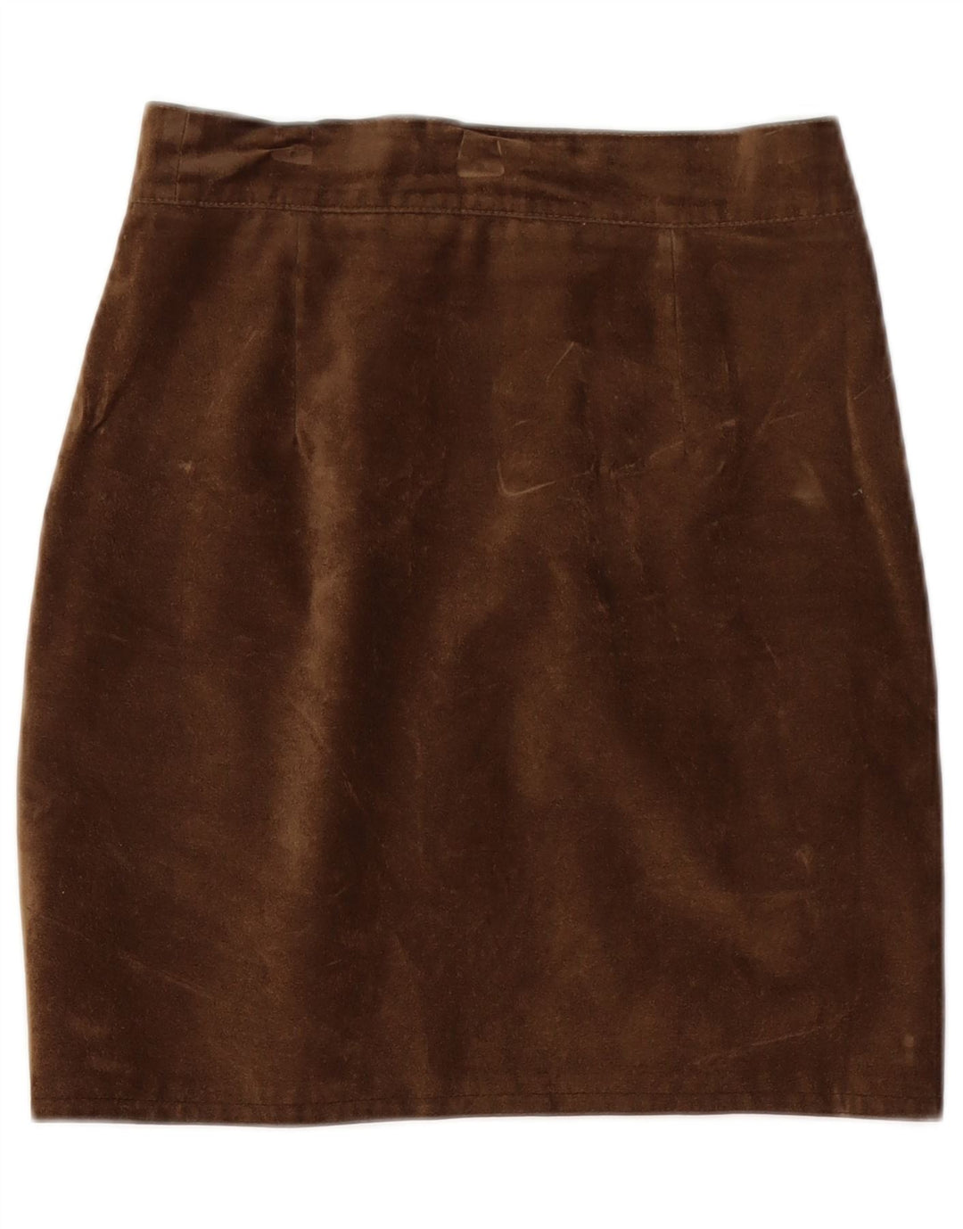 Gonna tubino vintage in pelle scamosciata da donna W26 piccola marrone