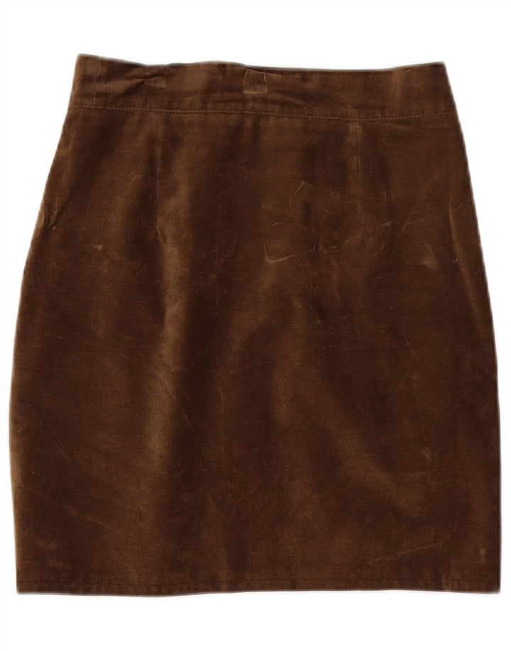 Gonna tubino vintage in pelle scamosciata da donna W26 piccola marrone