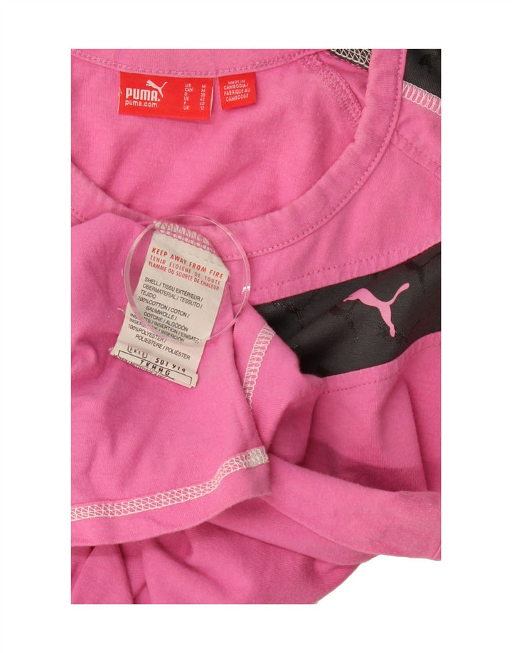 PUMA Womens Top Long Sleeve UK 12 Medium Pink Colourblock Cotton Vintage Puma and Second-Hand Puma from Messina Hembry 