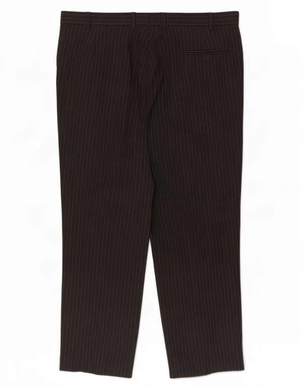 Pantaloni da abito dritti da uomo Marks & Spencer W40 L29 gessati neri