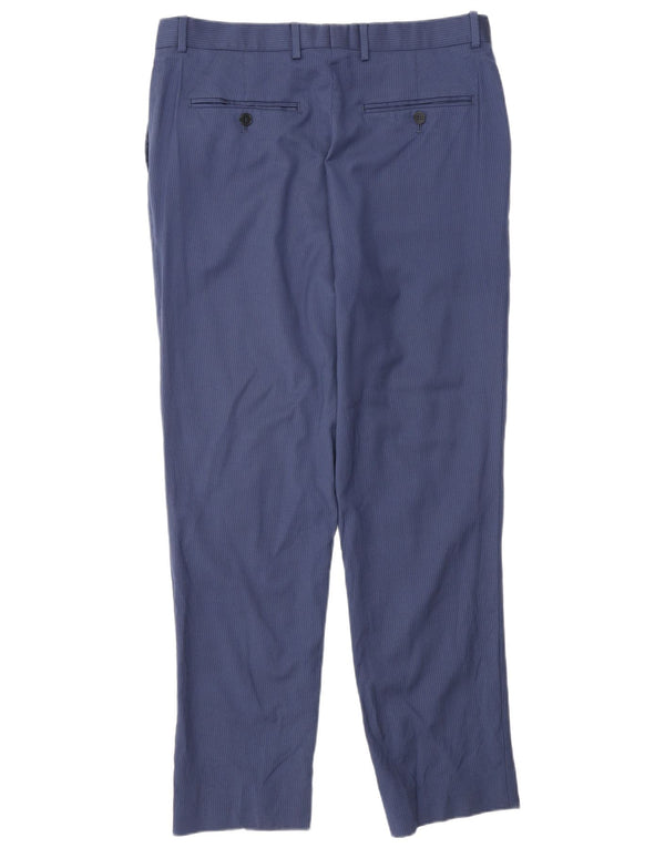 Pantaloni chino slim da uomo Jaeger W34 L30 in lana a righe blu navy