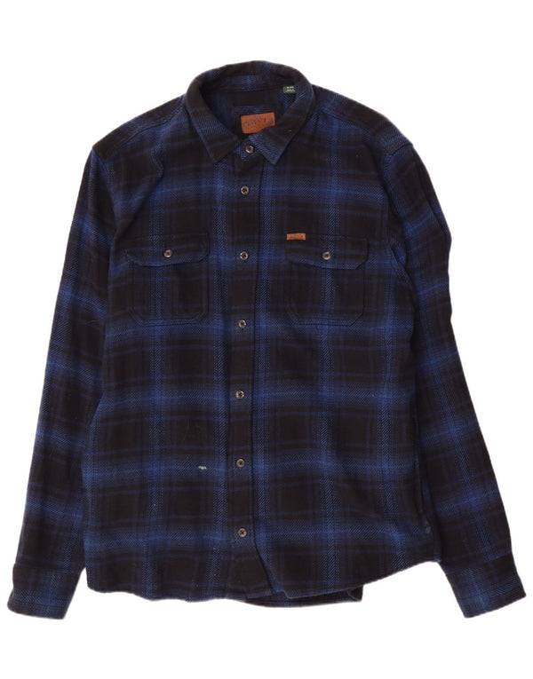 Camicia da uomo in flanella Orvis XL in cotone a quadri blu navy