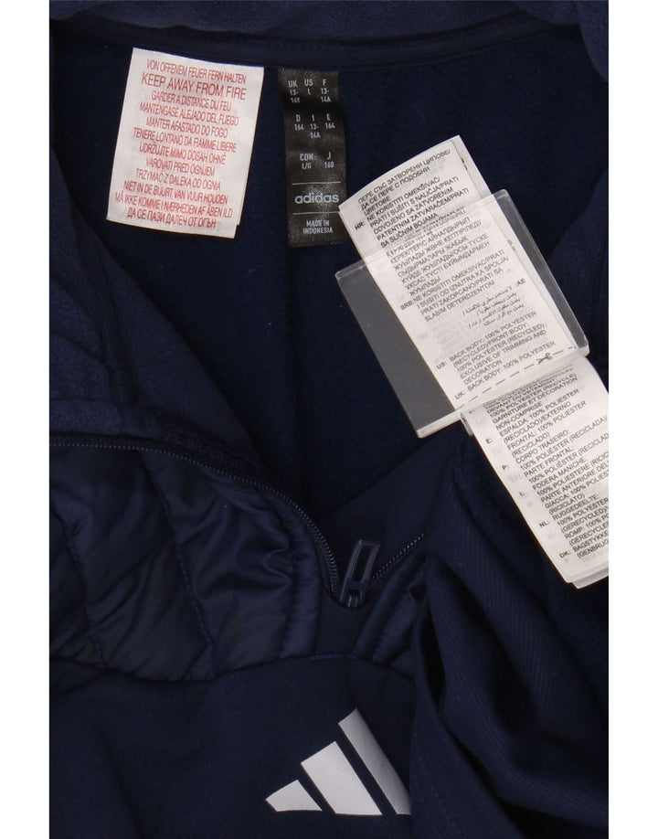Top della tuta da ginnastica Adidas Aeroready Zip Neck Pullover da bambino 13-14 anni Blu navy