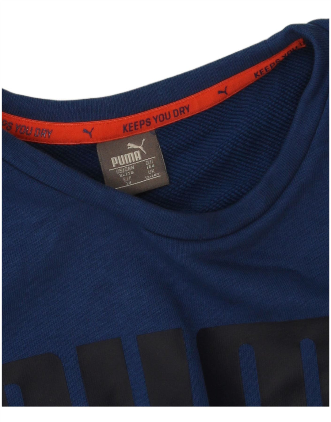 Puma Maglietta grafica da bambino a maniche lunghe 13-14 anni in cotone blu