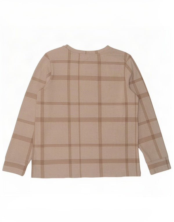 Marks & Spencer Top da donna a maniche lunghe UK 12 Medium Off White Check