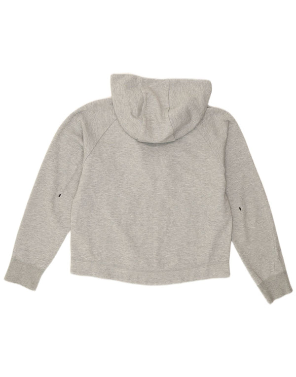 Felpa con cappuccio e zip oversize corta Nike da donna UK 6 XS cotone grigio