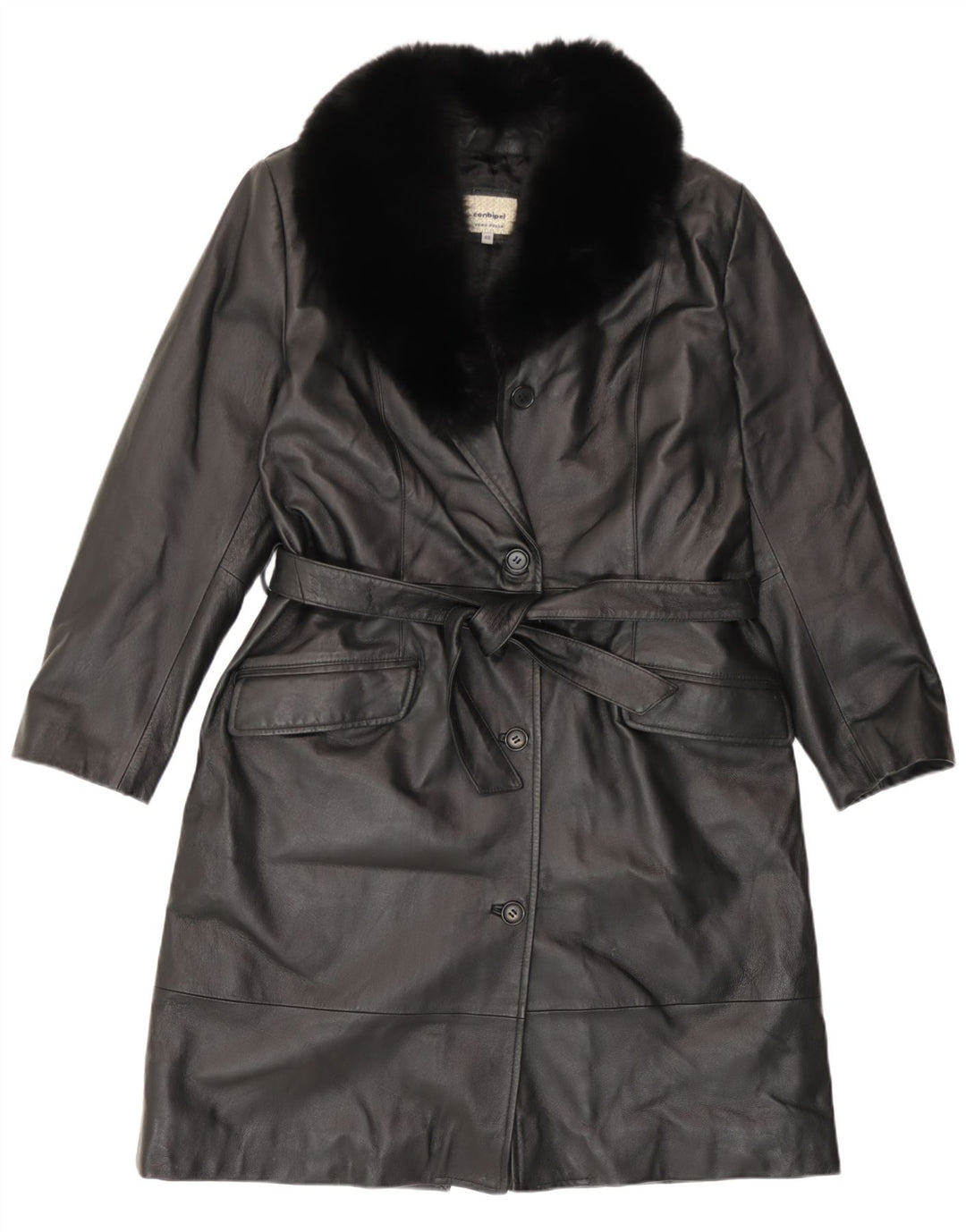 Cappotto In Pelle Donna Conbipel IT 48 Large Pelle Nera