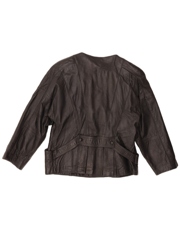 Giacca in pelle vintage da donna UK 10 piccola nera