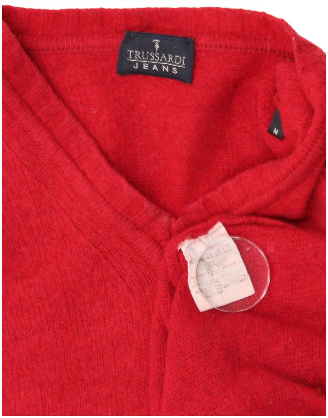 Maglione Trussardi Uomo Scollo a V Rosso Medio Lana