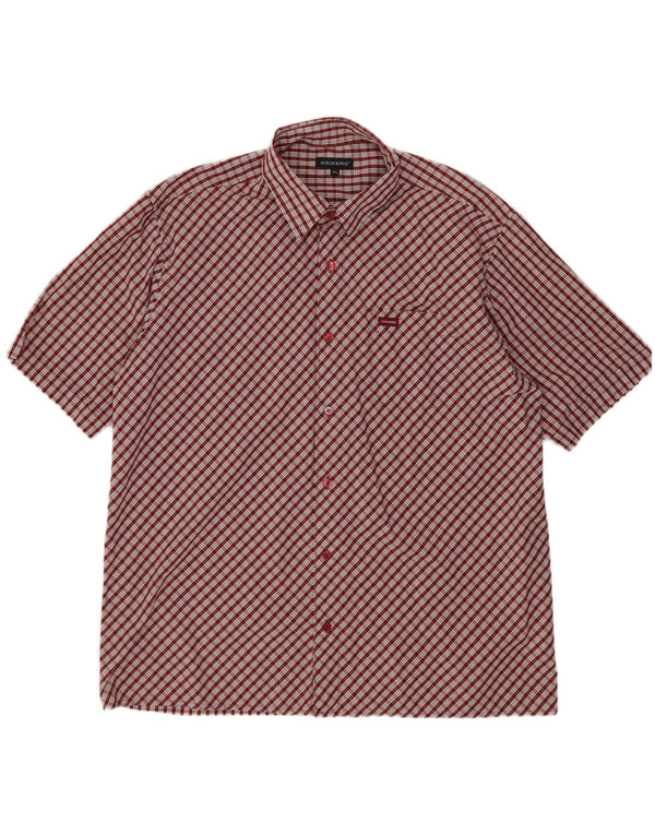 Camicia a maniche corte da uomo Kickers XL in cotone a quadri bordeaux