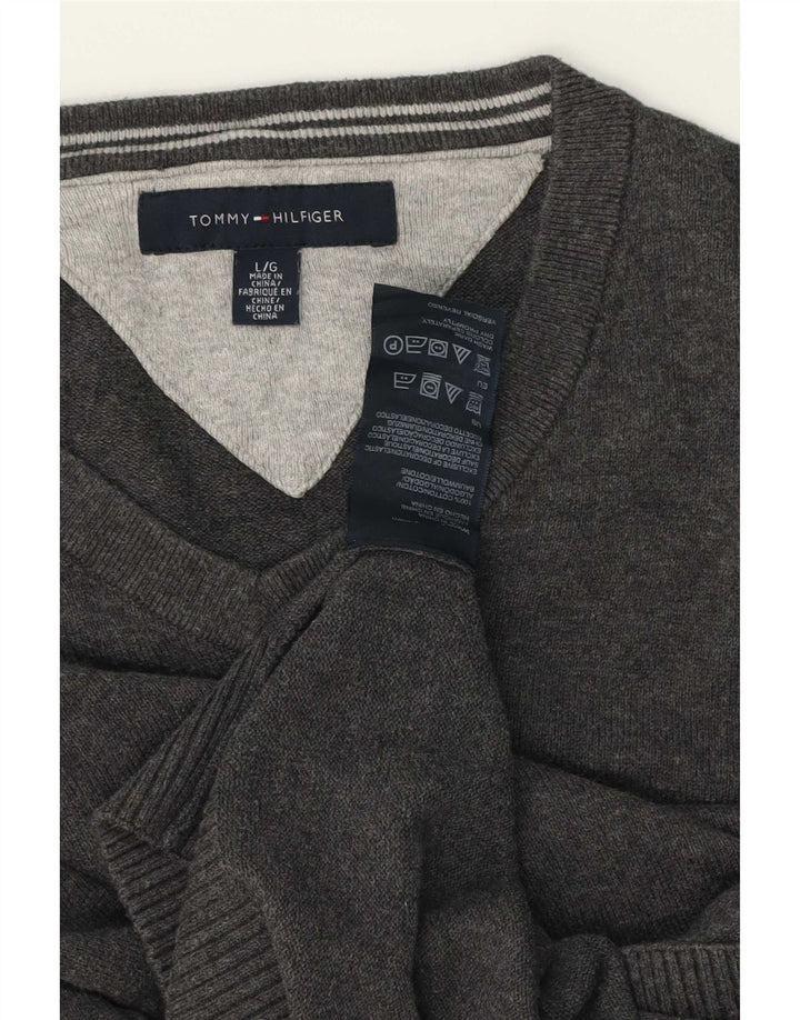 Tommy Hilfiger Uomo Maglione con scollo a V Maglione grande in cotone grigio