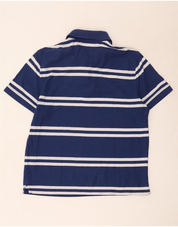 Tommy Hilfiger Mens Polo Shirt Large Navy Blue Striped Cotton