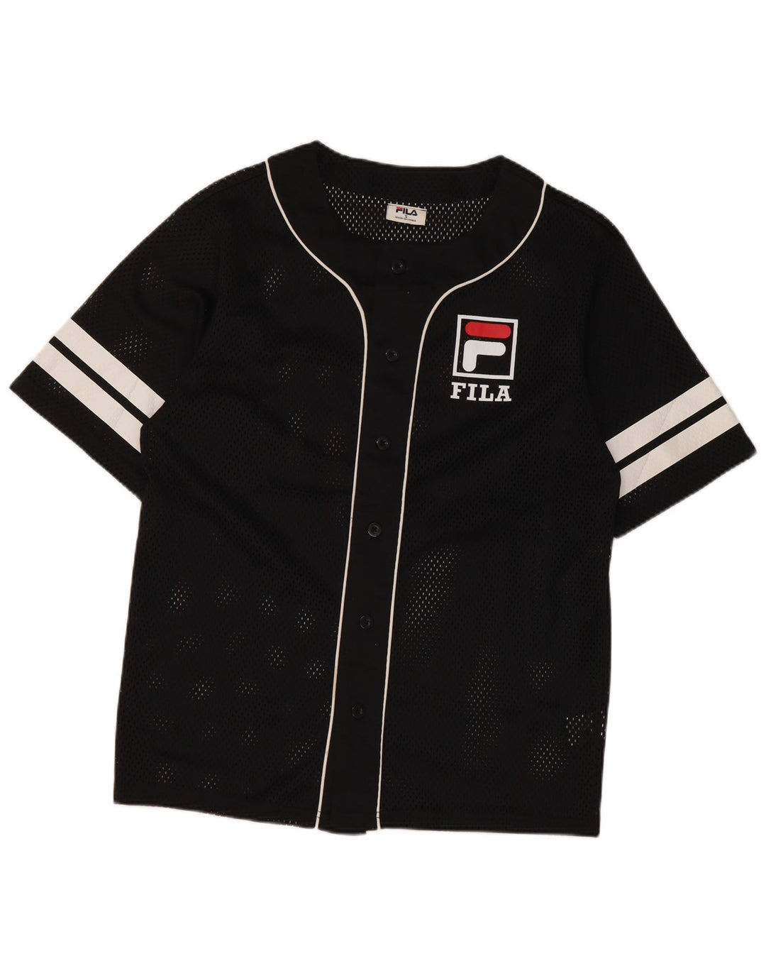 Maglia grafica da uomo Fila Top piccola in poliestere color block nero