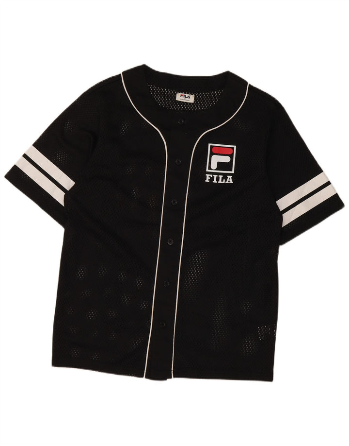 Maglia grafica da uomo Fila Top piccola in poliestere color block nero