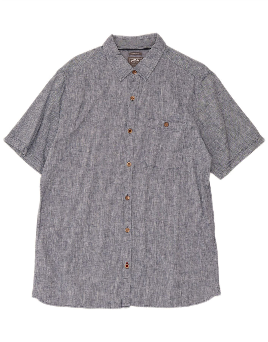 Camicia da uomo a maniche corte dal taglio classico Fat Face in lino blu medio