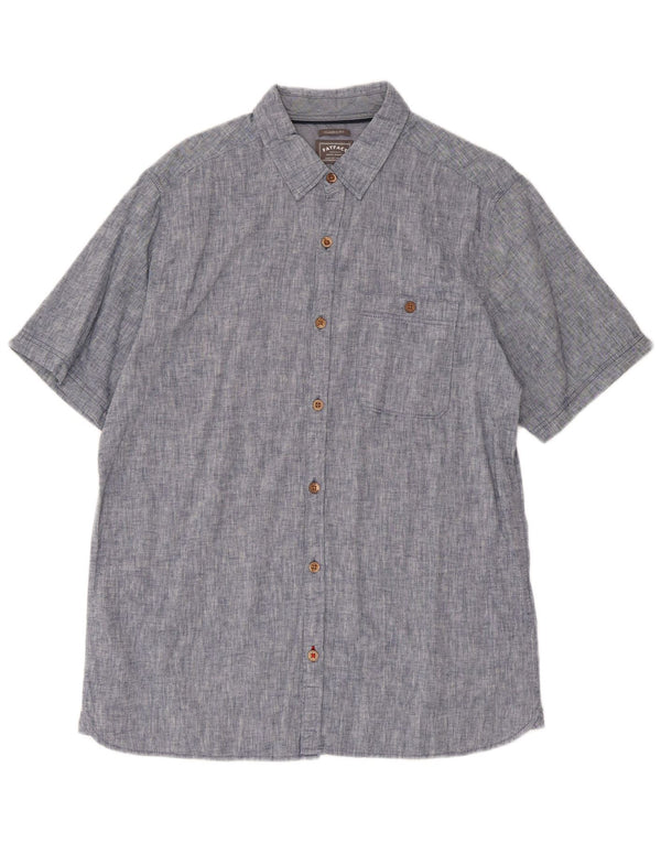 Camicia da uomo a maniche corte dal taglio classico Fat Face in lino blu medio