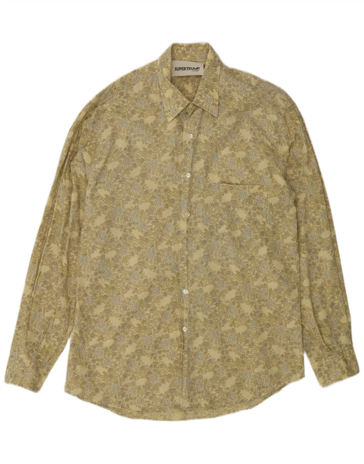 Camicia da uomo vintage grande floreale kaki