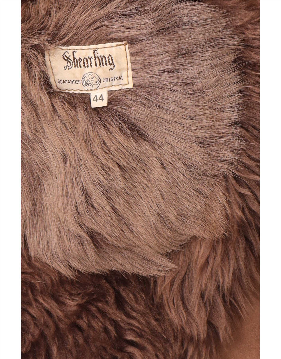 Cappotto oversize in shearling vintage da donna IT 44 in pelle marrone medio