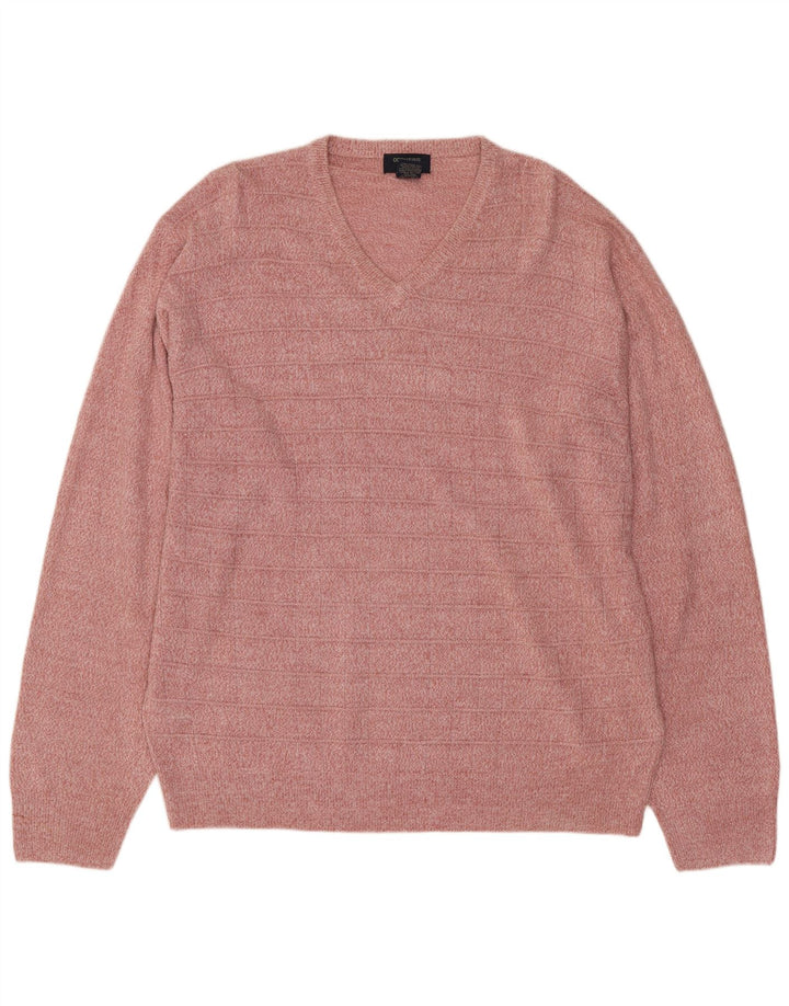 Maglione da uomo con scollo a V Dockers XL in cotone screziato rosa
