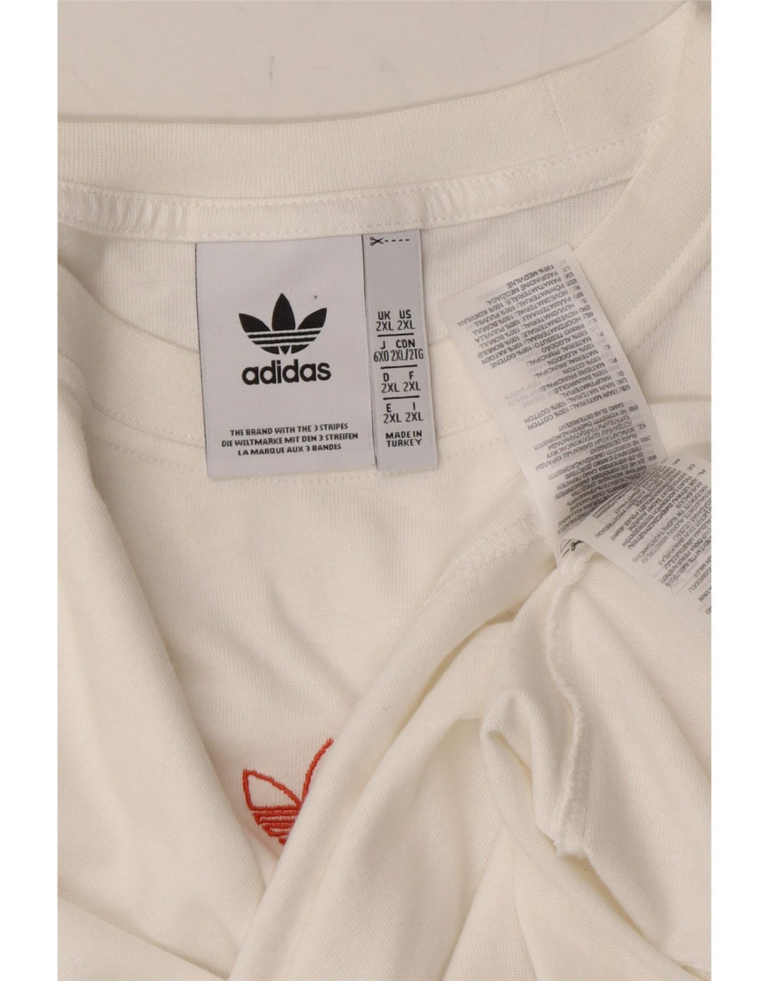 ADIDAS Mens T-Shirt Top 2XL White Cotton