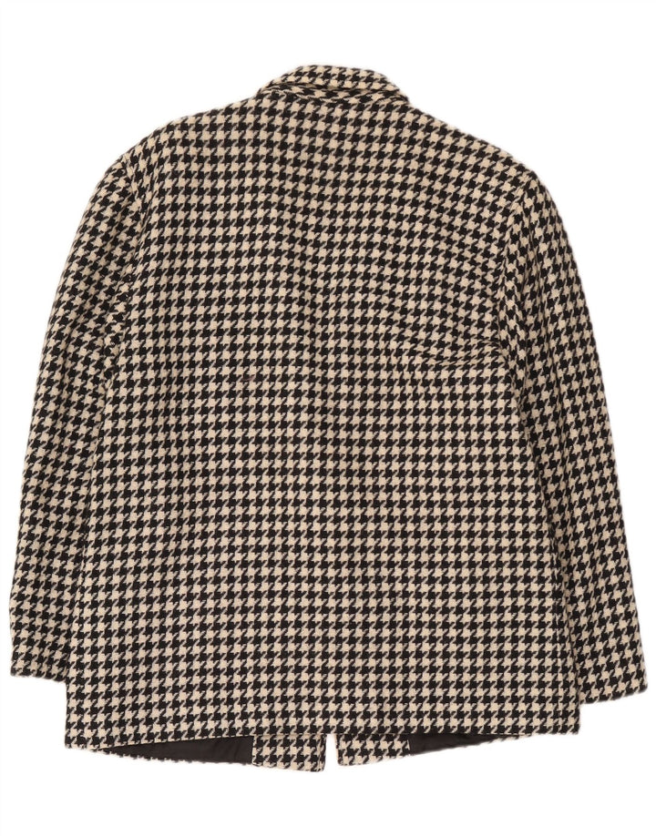 Giacca blazer vintage da donna a 1 bottone UK 14 pied de poule medio nero