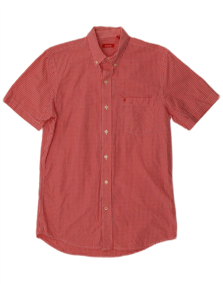 Camicia a maniche corte da uomo Izod piccola in cotone a quadretti rossi