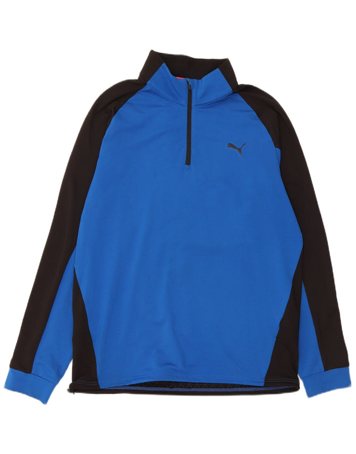 Maglia da tuta da uomo Puma con zip e collo, piccola, in poliestere color block blu