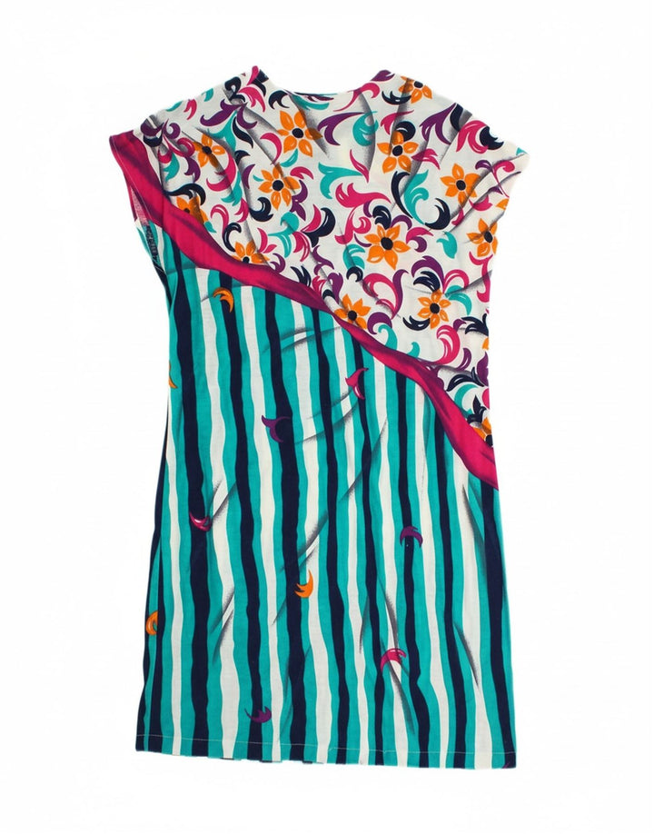 VINTAGE Womens Shift Dress UK 14 Medium Multicoloured Floral Cotton