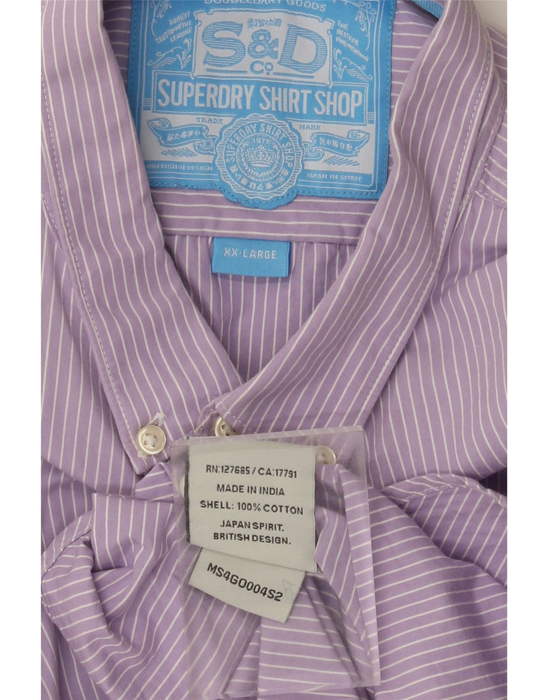 Camicia da uomo extra slim fit Superdry 2XL cotone gessato viola