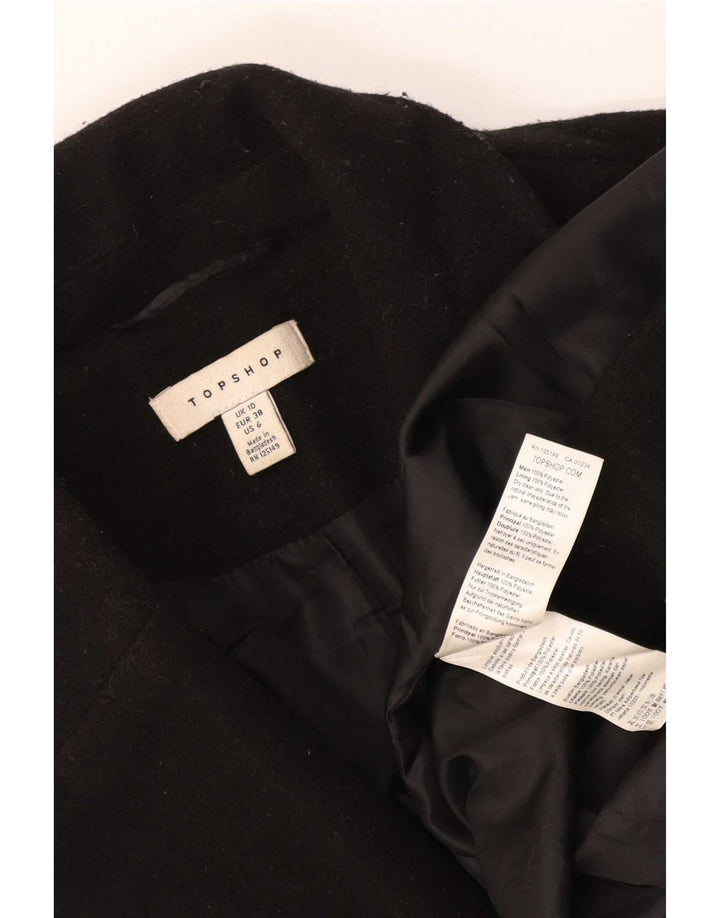 Cappotto doppiopetto oversize da donna Topshop UK 10 piccolo poliestere nero