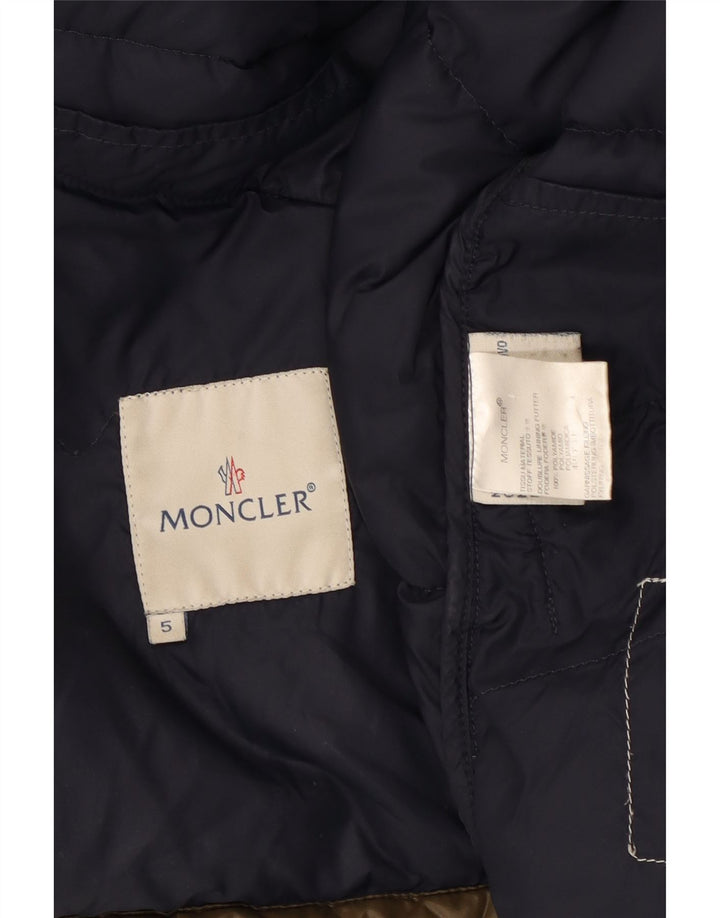 Moncler Giacca imbottita con cappuccio grafica da uomo taglia 5 2XL poliammide kaki