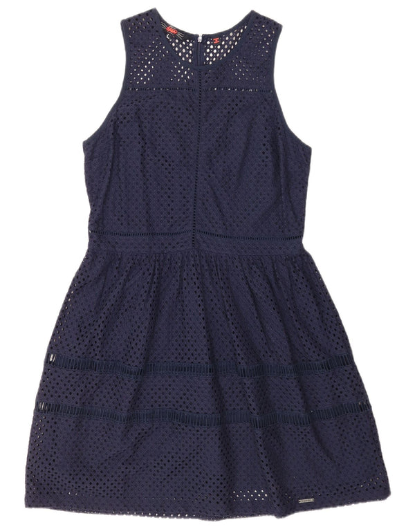 Abito da donna senza maniche a trapezio Superdry UK 14 Large in nylon blu navy