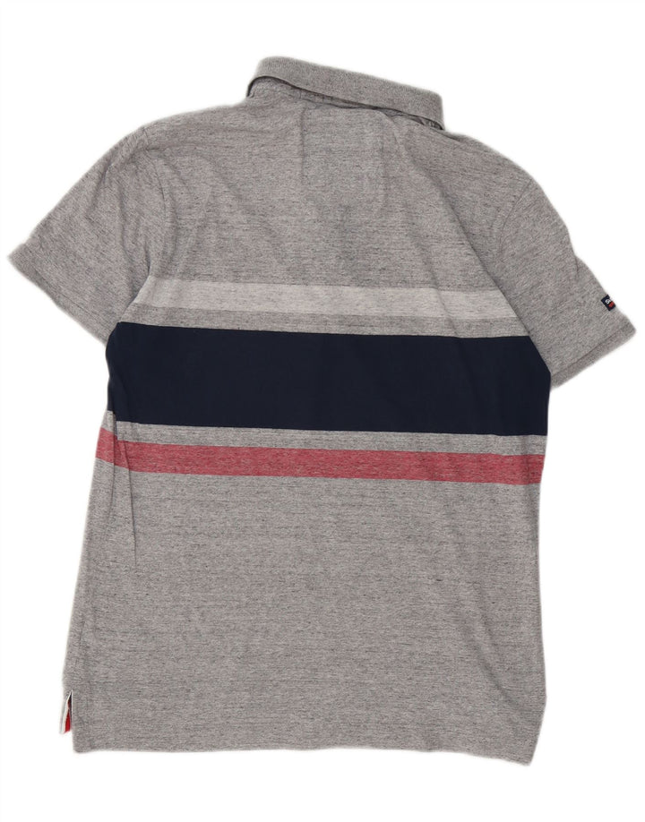 Polo da uomo Superdry in cotone a righe grandi grigie