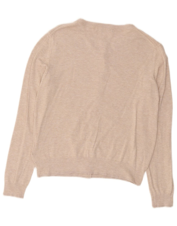 Maglione cardigan corto da donna Marks & Spencer UK 10 piccolo viscosa beige