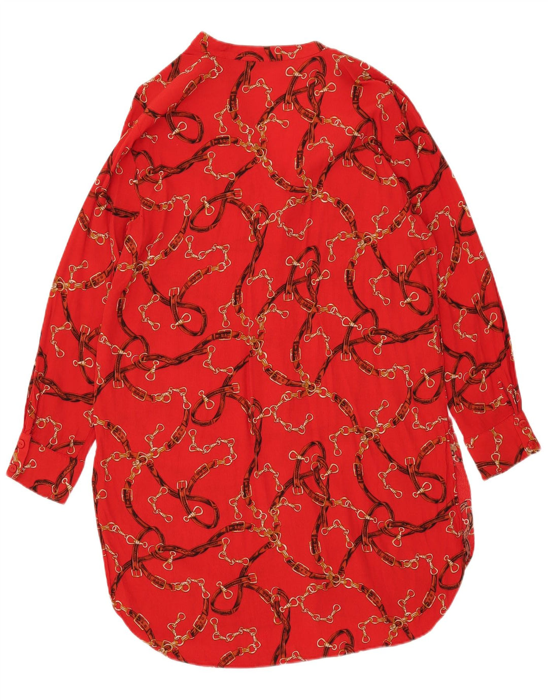 Abito chemisier Zara da donna a maniche lunghe con motivo astratto UK 16 grande rosso